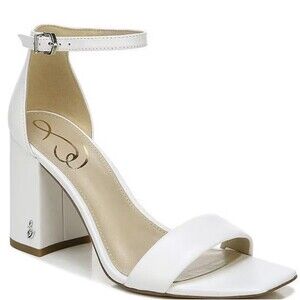 Sam Edelman Women’s Daniella Block Heel US 8.5M EU 39 White Leather Sandals